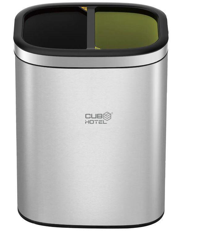 Papelera Abierta Inoxidable 10+10L EKO Oli Cube
